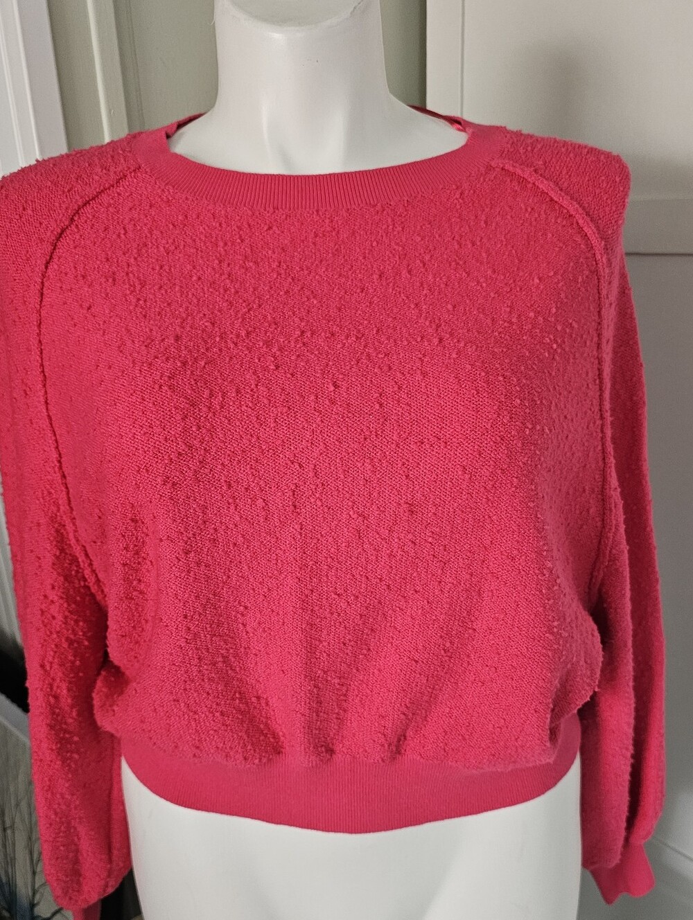Free People Found My Friend Sweater XS Pink Oversized Boucle Knit Fits Size 0-8